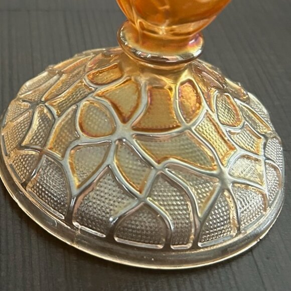 Vintage Imperial Glass Tree of Life Candlesticks Set  Iridescent Marigold - Picture 3 of 7